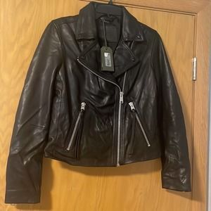 AllSaints Dalby Leather Biker Jacket in Black